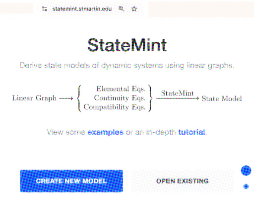 StateMint: A Set of Tools for Determining Symbolic Dynamic System Models Using Linear Graph Methods